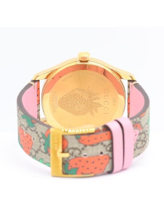 Gucci Timeless Quartz Strawberry Brown Dial Watch main image 4